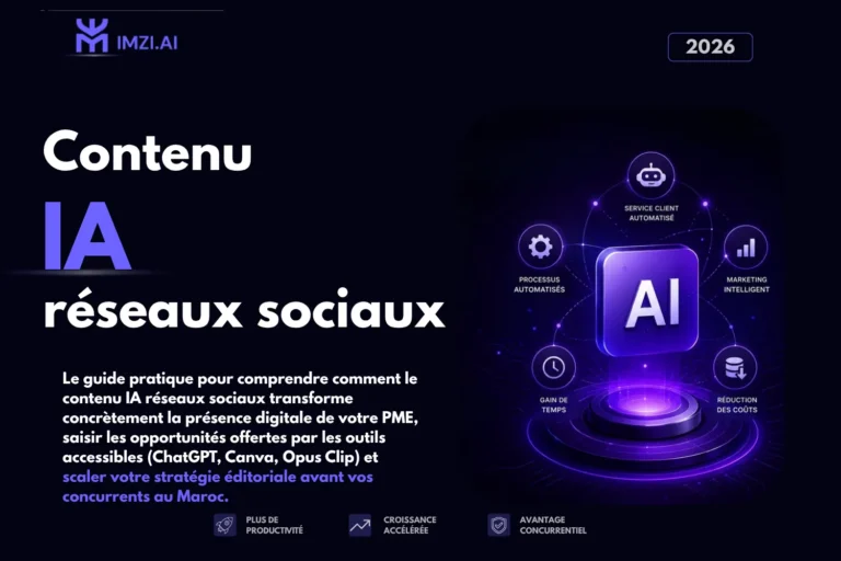 Contenu IA réseaux sociaux : outils ChatGPT Canva Opus Clip et stratégie éditoriale PME Maroc 2026