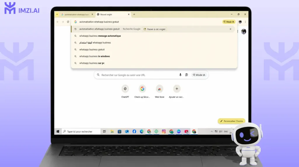 Google Suggest sur « automatisation whatsapp business gratuit » — pour repérer les questions que les PME marocaines tapent réellement avant de choisir un outil.
