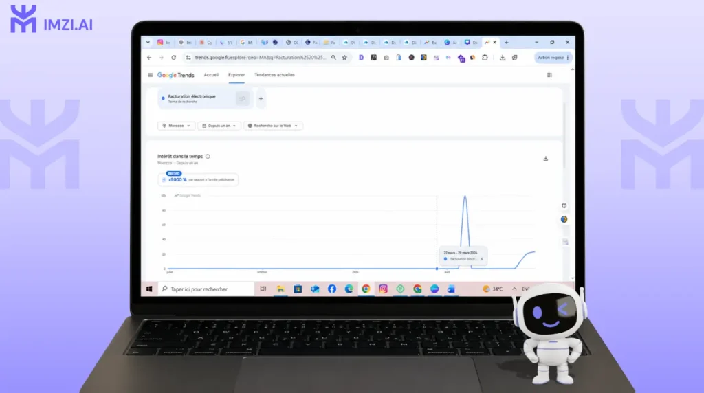 recherche Google Trends sur "automatiser facturation Maroc" (12 derniers mois) pour visualiser la montée d'intérêt depuis janvier 2026.

