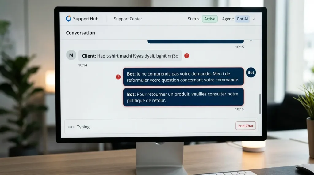 Échec d’un chatbot IA de support client face à une demande en darija marocaine
